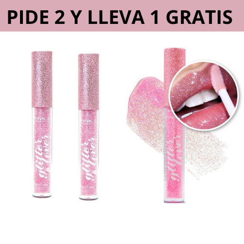 ShinyPink - Lip Gloss Glitter Pink con Brillos + 1 GRATIS